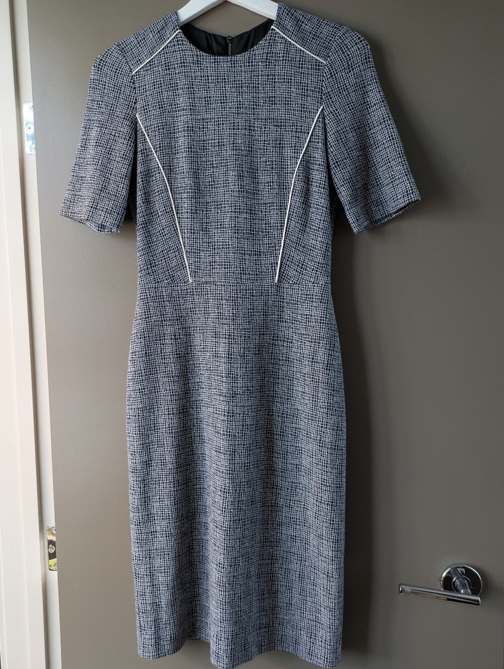 Judith & Charles Virgin Wool Cotton Tweed Piping Sheath Dress Size 4 Officewear